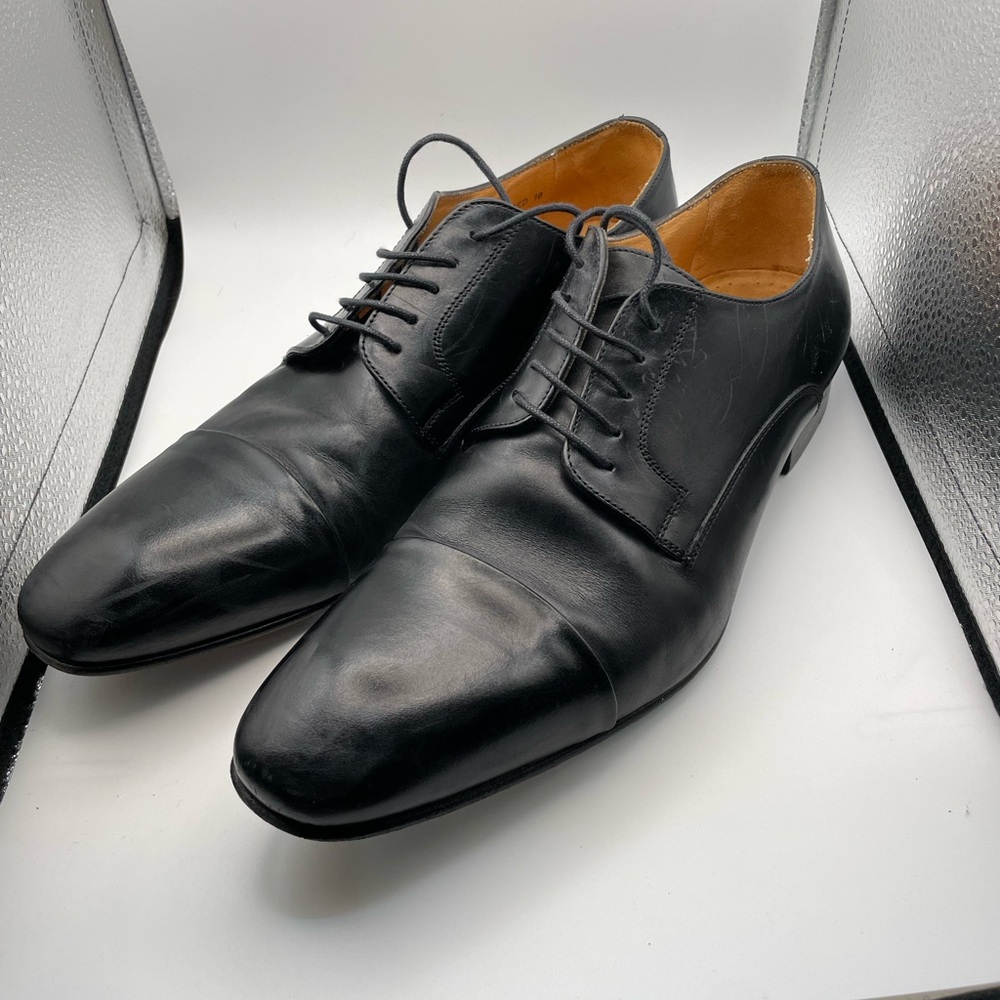 Saks Fifth Avenue Classic Black Leather Derbys